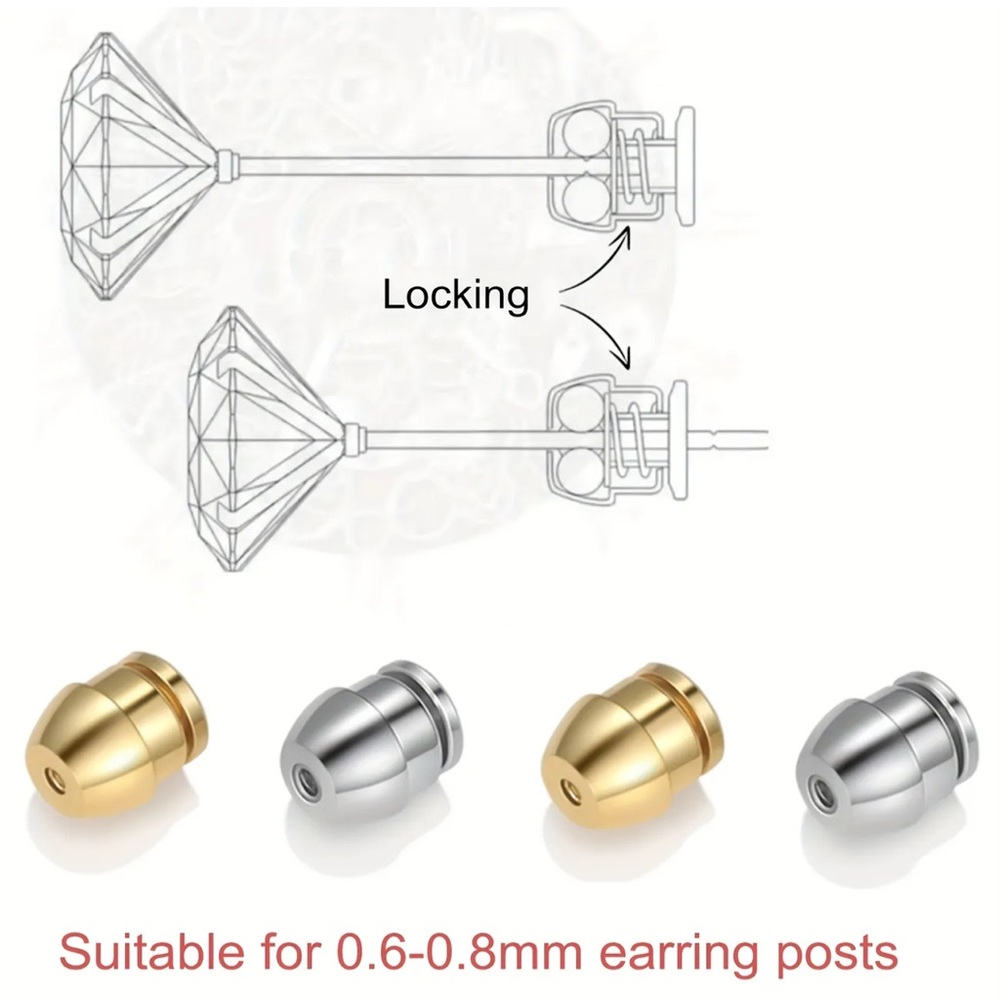 NEW🌸 2 pair Stainless Steel Hypoallergenic Locking Earring Backs